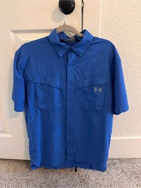 Under Armour Men’s Royal Blue Short-Sleeve Button-Down Shirt